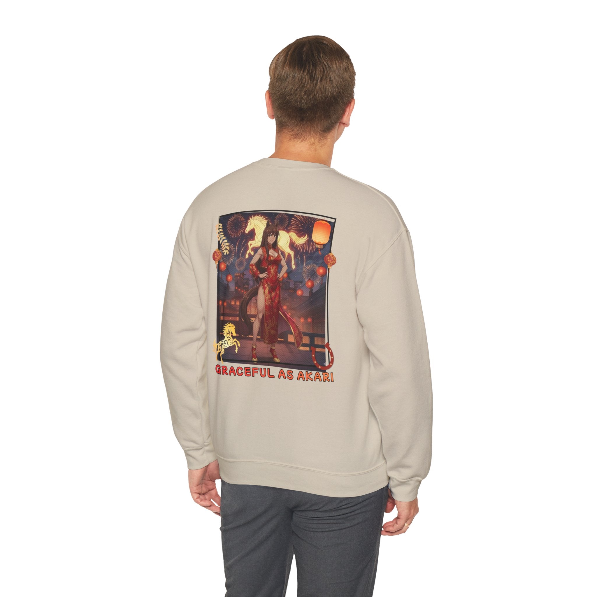 Sweatshirt Anime AKARI Danse du Zodiaque & Style Cheval avec design de Kemonomimi et éclats de lanternes, Kuro Neko Shop.