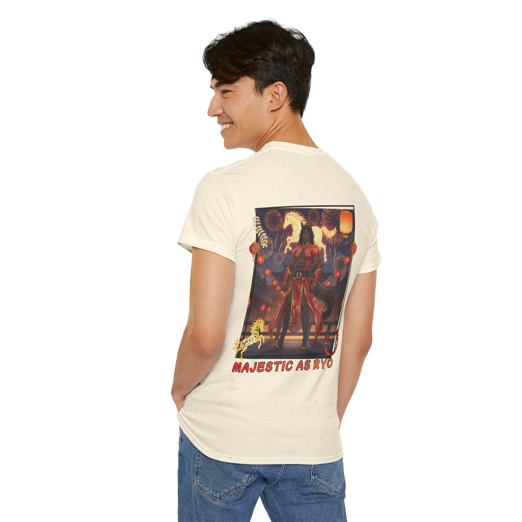 T-shirt anime RYO cheval zodiaque vue arrière Gildan 5000 coton 100%
