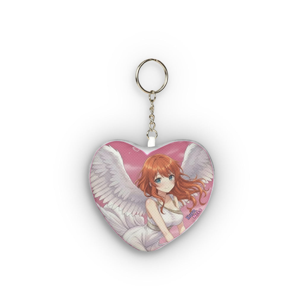 Porte-clés Peluche Anime AIKO avec design de muse cygne en forme de cœur et ailes blanches.