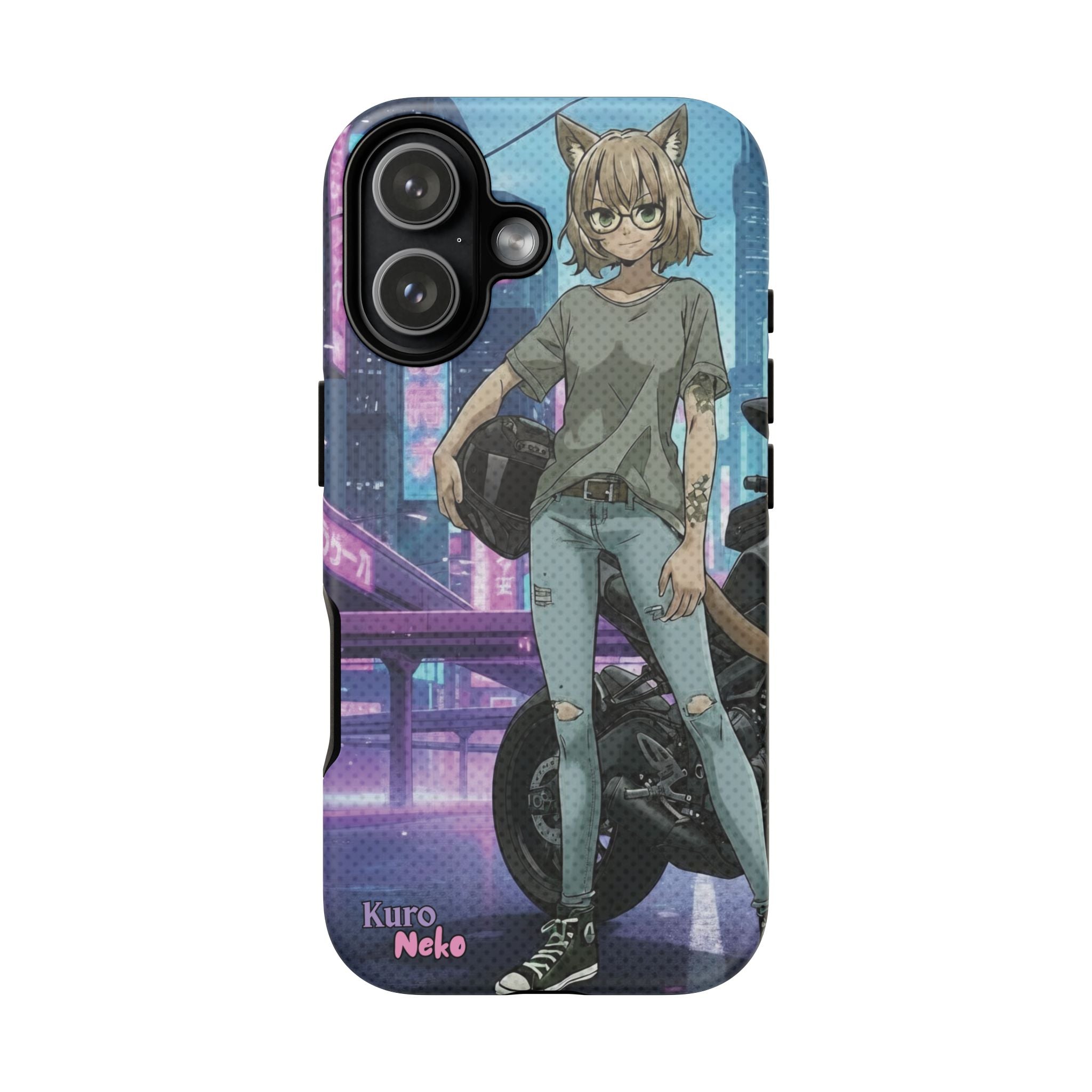 Coque téléphone Anime HANKO Style Cyberpunk & Chatte Rebelle