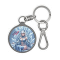 Porte-clés Anime YUKI représentant une femme mystérieuse entourée de glace, design vibrant et magique.
