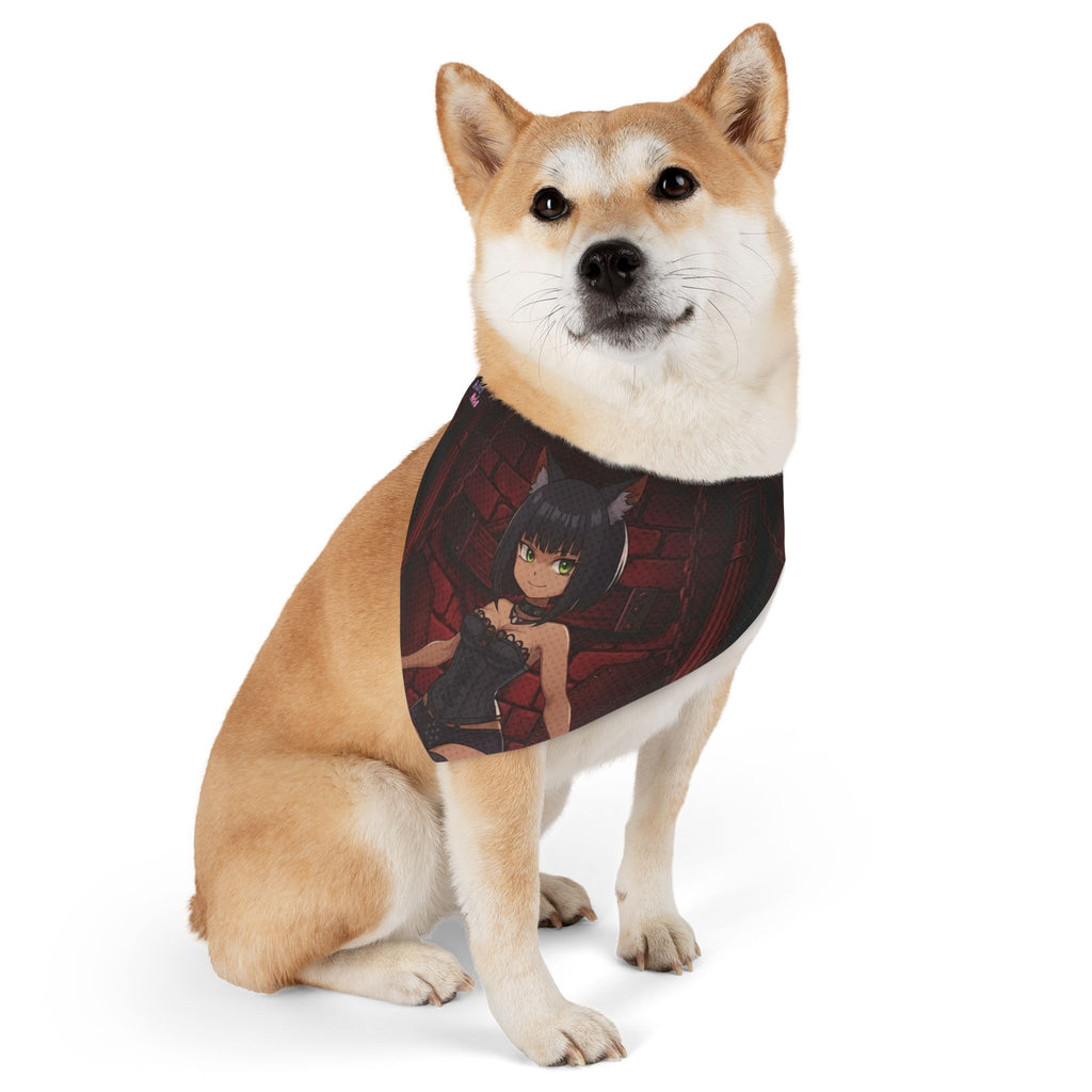 Collier bandana chat & chien Anime YAMI sur un chien, look gothique élégant et mystérieux.