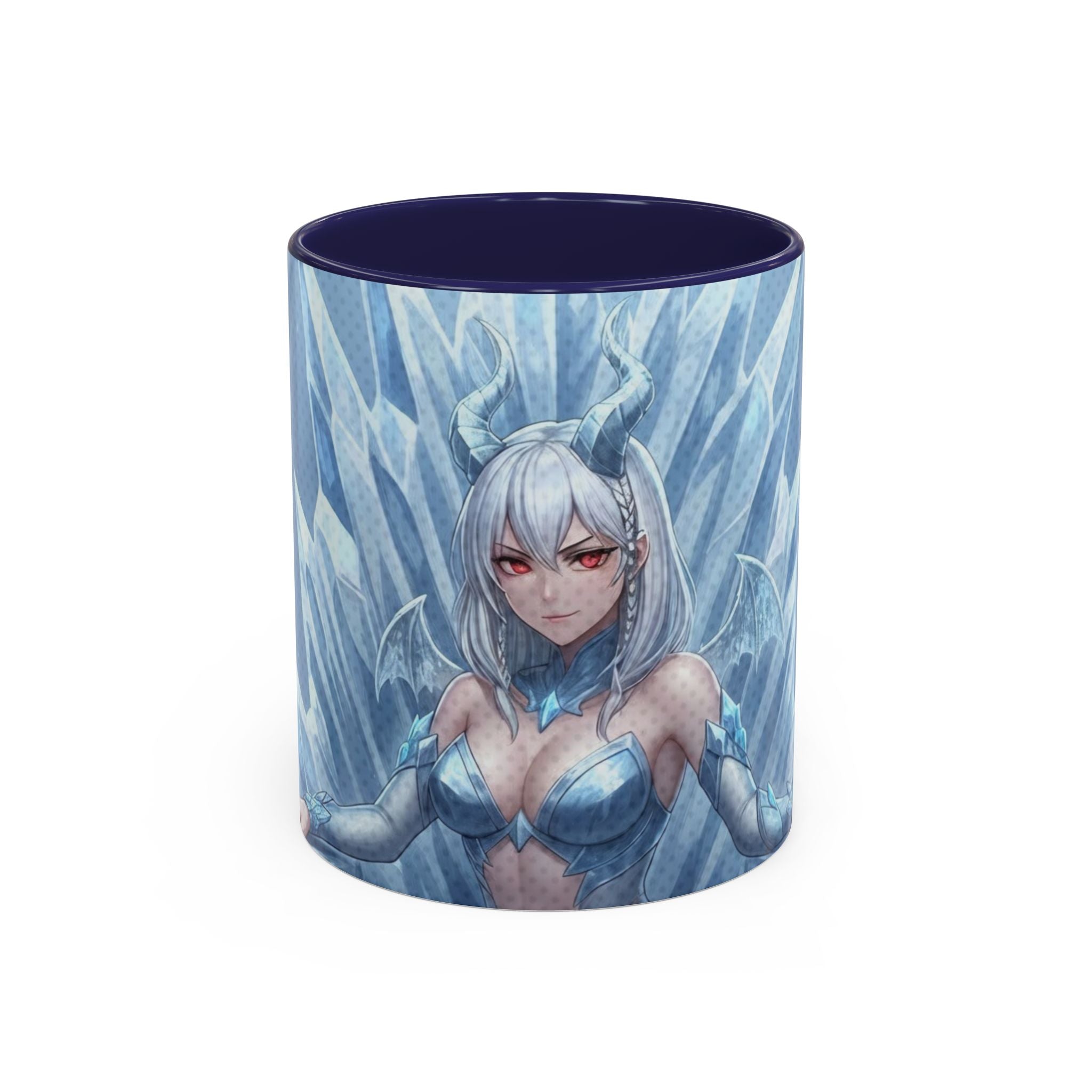 mug anime YUKI - dragonne kemonomimi enneigé, design hivernal avec flocons et dragon des glaces