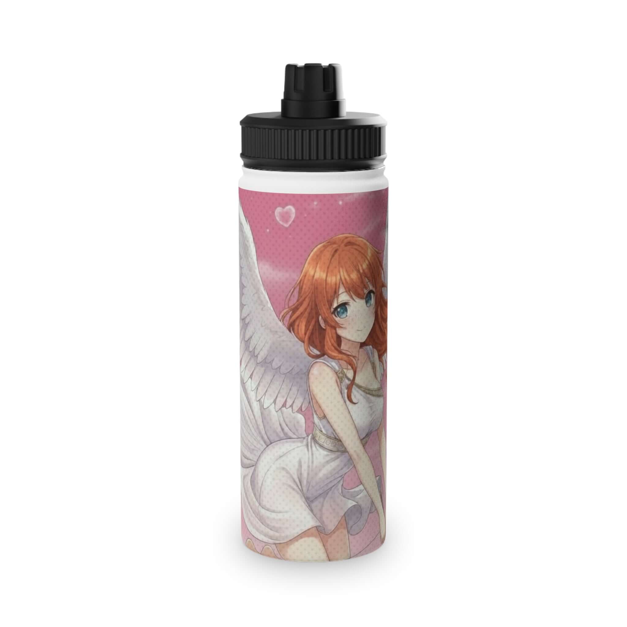 Gourde isotherme Anime AIKO Saint-Valentin - gourde isotherme avec illustration Aiko ange et cygne, parfaite pour fans otaku et romance