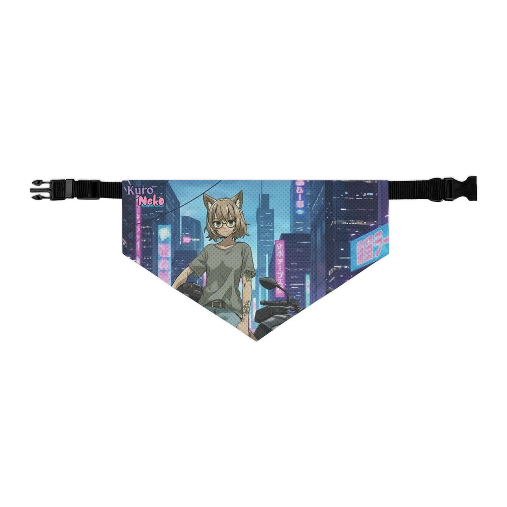 Collier bandana chat & chien HANKO avec design Cyberpunk et néon pour animaux de compagnie.