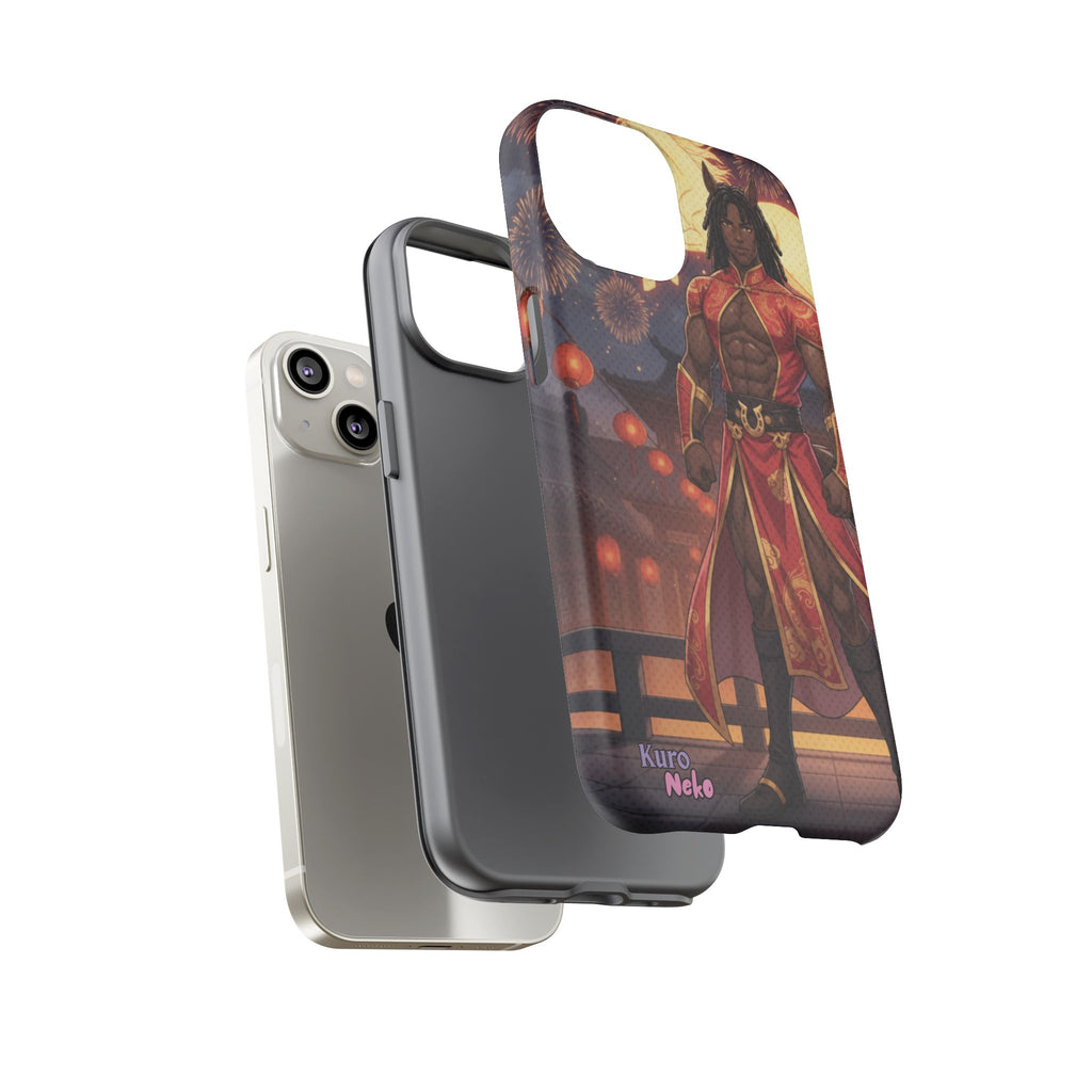 Coque téléphone RYO cheval zodiaque vue de profil épaisseur double couche polycarbonate TPU
