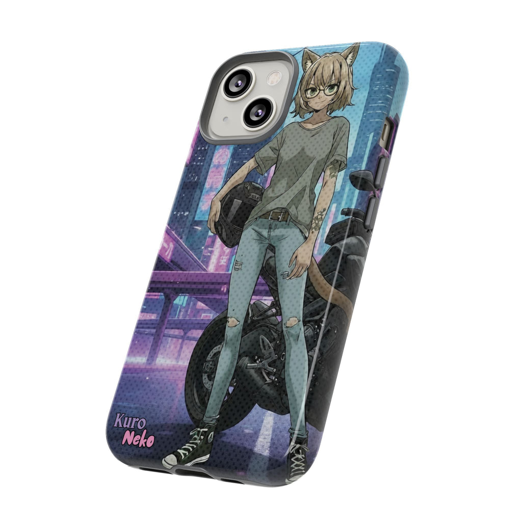 Coque téléphone Anime HANKO Style Cyberpunk & Chatte Rebelle