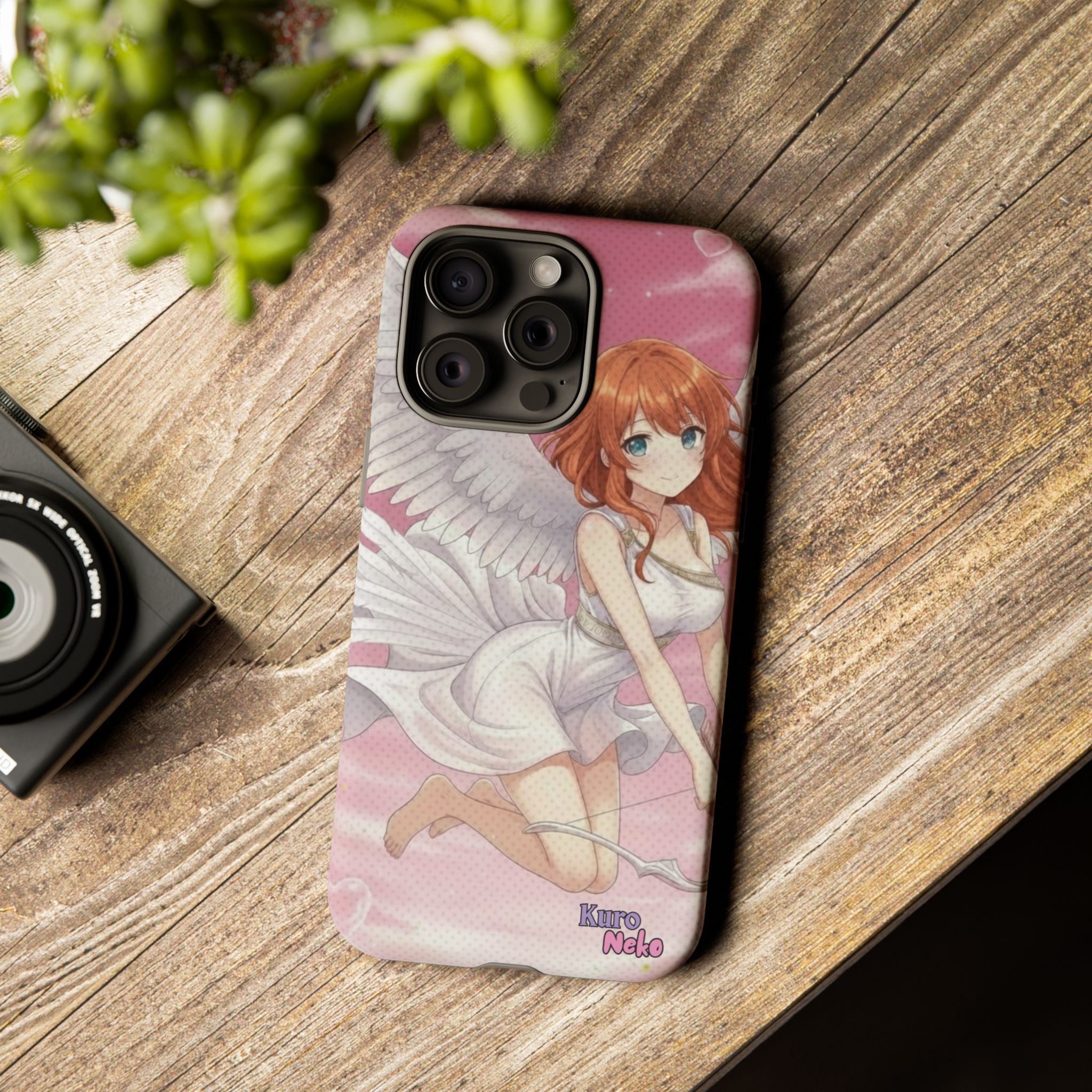 Coque Téléphone Anime AIKO Muse Cygne & Douceur Pastel, design kemonomimi avec oreilles d'animaux, style anime, Kuro Neko Shop.