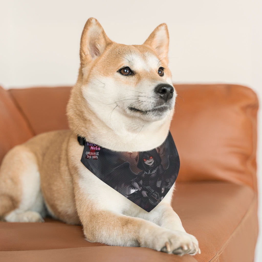 Collier bandana chat & chien Anime YORU Muse Chasseuse de Démons sur un chien Shiba Inu, Kuro Neko Shop