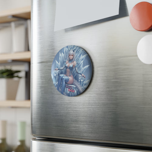 aimant anime yuki - dragonne kemonomimi sur frigo avec glace et neige