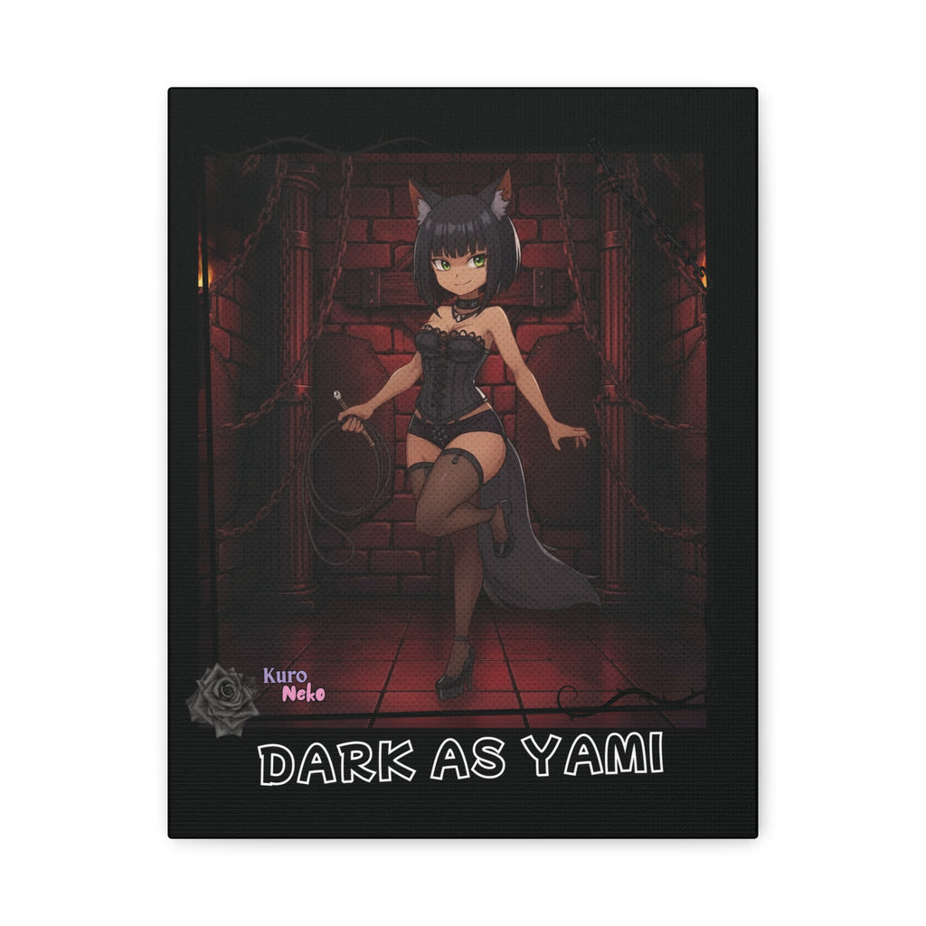 Toile Mate Anime YAMI avec une louve dans un décor gothique, affichant le texte "DARK AS YAMI".