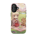 Coque de Téléphone Anime HARU Muse Chibi Pique-nique, kemonomimi, oreilles d'animaux, style anime, Kuro Neko Shop.