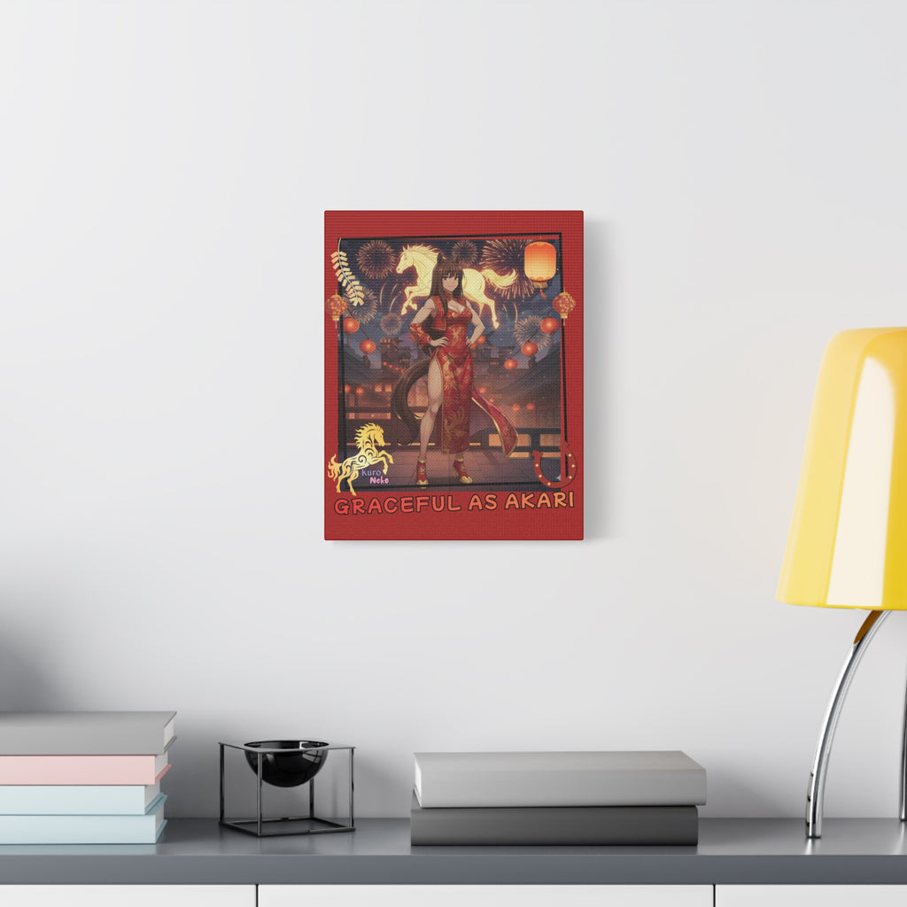 Toile Mate Anime AKARI - œuvre d'art murale représentant Akari dans une ambiance festive et élégante.
