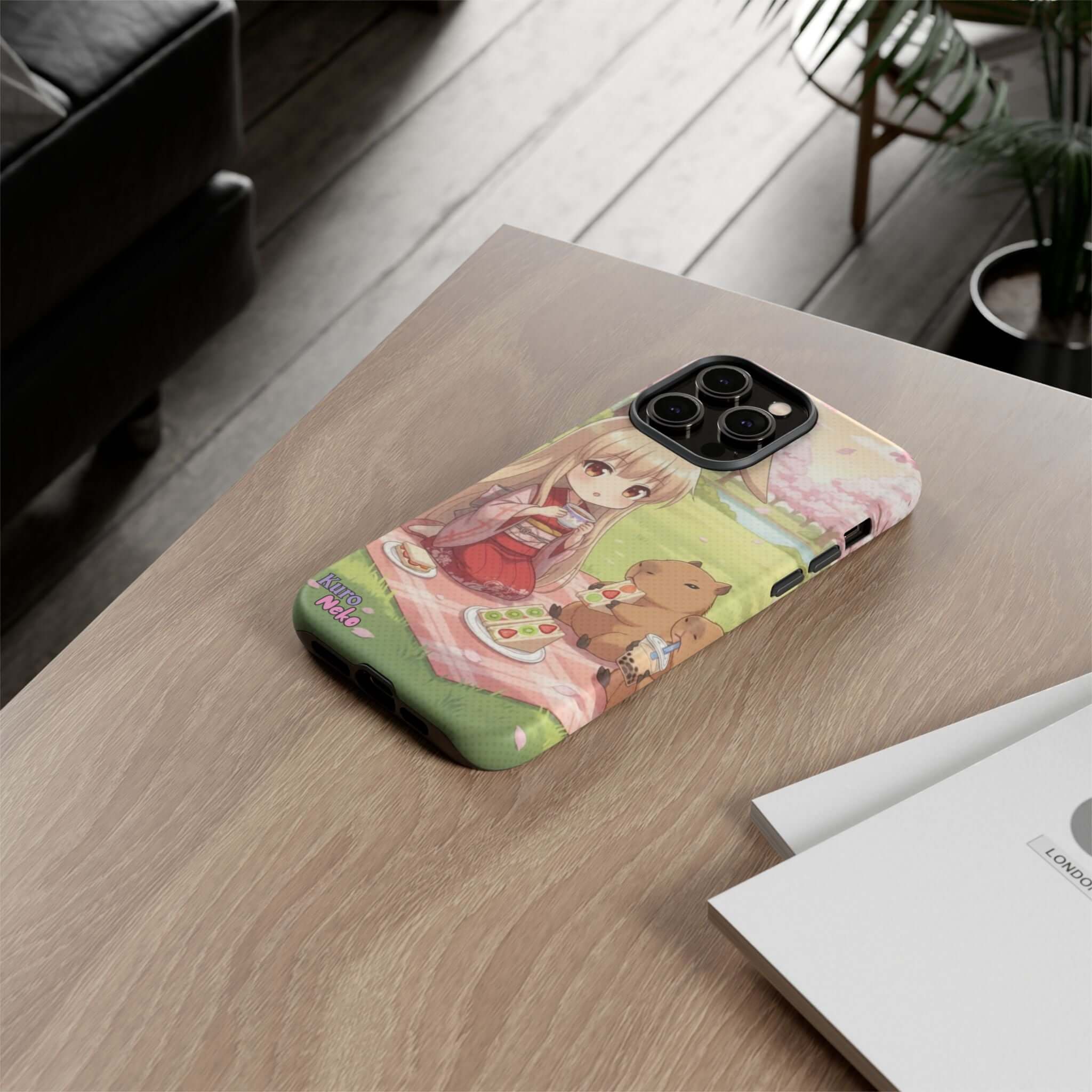 Coque de Téléphone Anime HARU Muse Chibi Pique-nique avec oreilles d'animaux, style anime, Kuro Neko Shop
