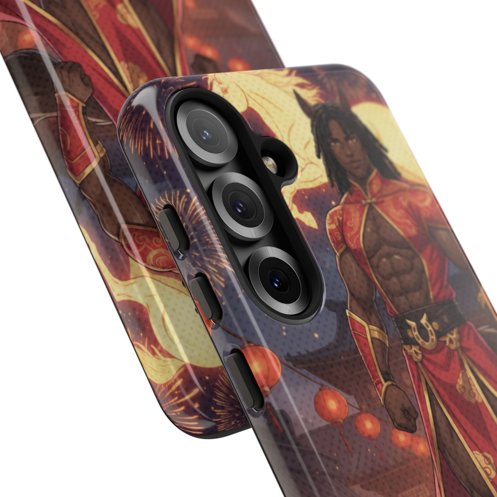 Coque RYO husbando Année du Cheval finition brillante couleurs rouge or iPhone Samsung
