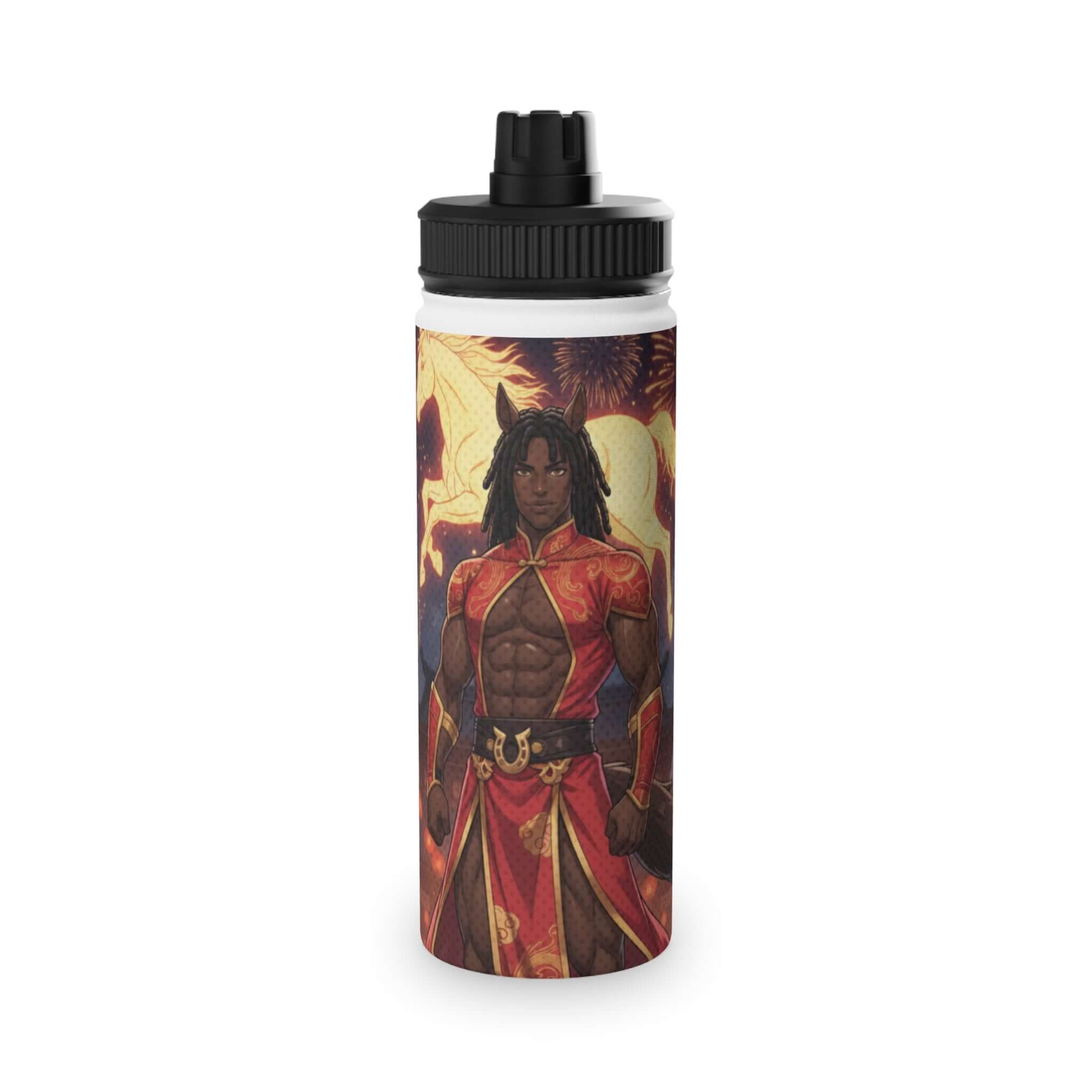 Gourde isotherme Anime RYO Cheval de Feu - design audacieux et protecteur pour otaku, énergie cheval de feu, Gourde isotherme Anime RYO Cheval de Feu