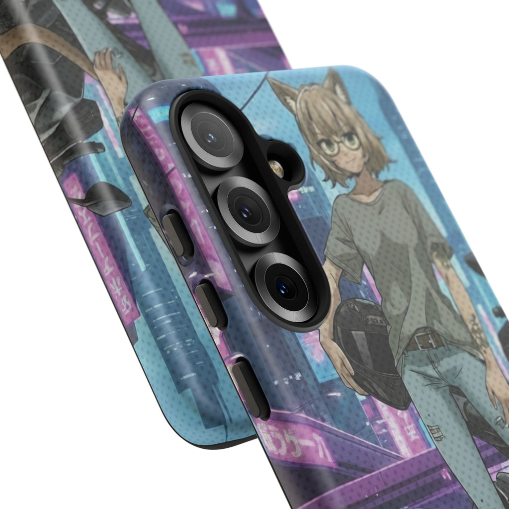 Coque téléphone Anime HANKO Style Cyberpunk & Chatte Rebelle