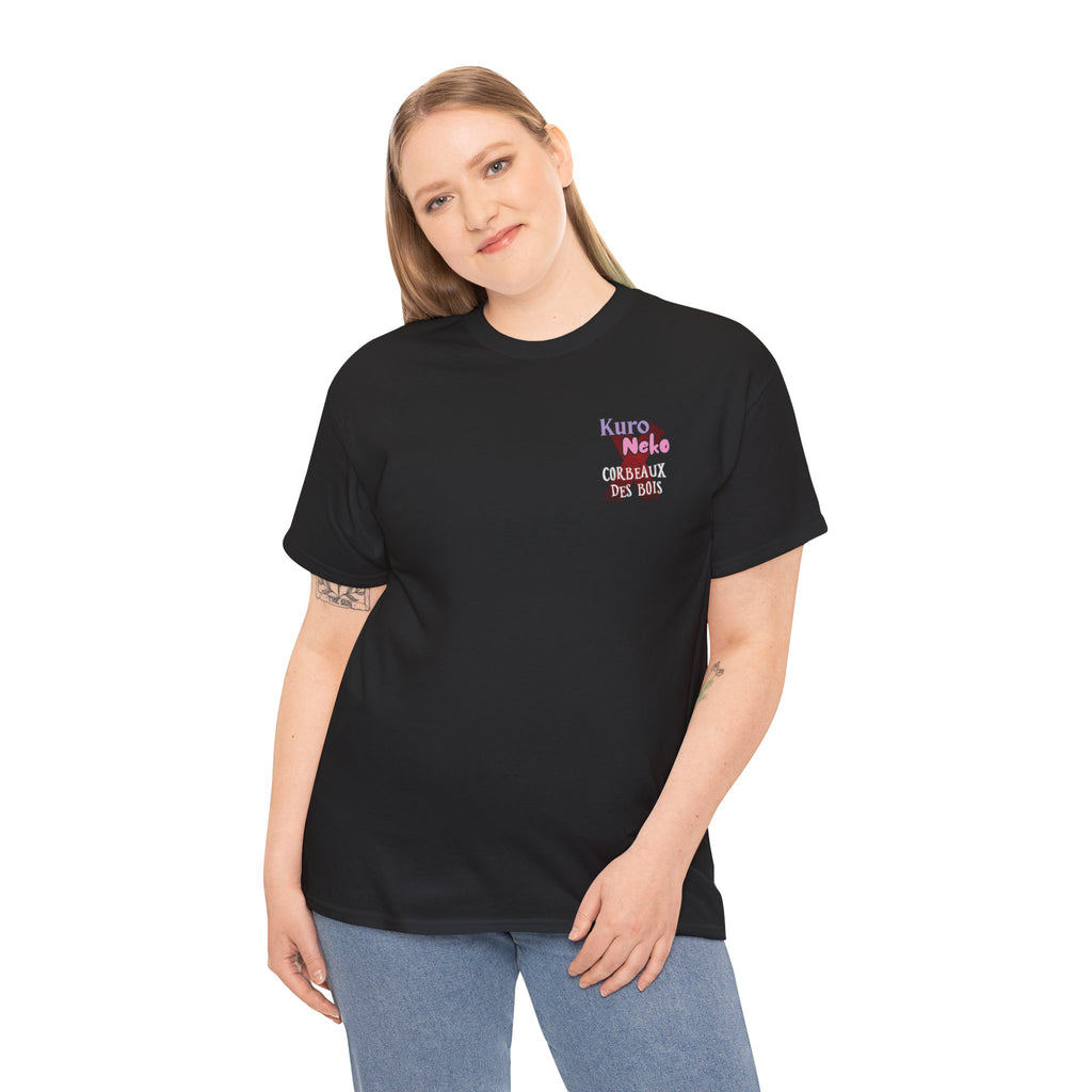 T-shirt Anime YORU en noir avec design Kuro et Neko, idéal pour les fans d'animation gothique.