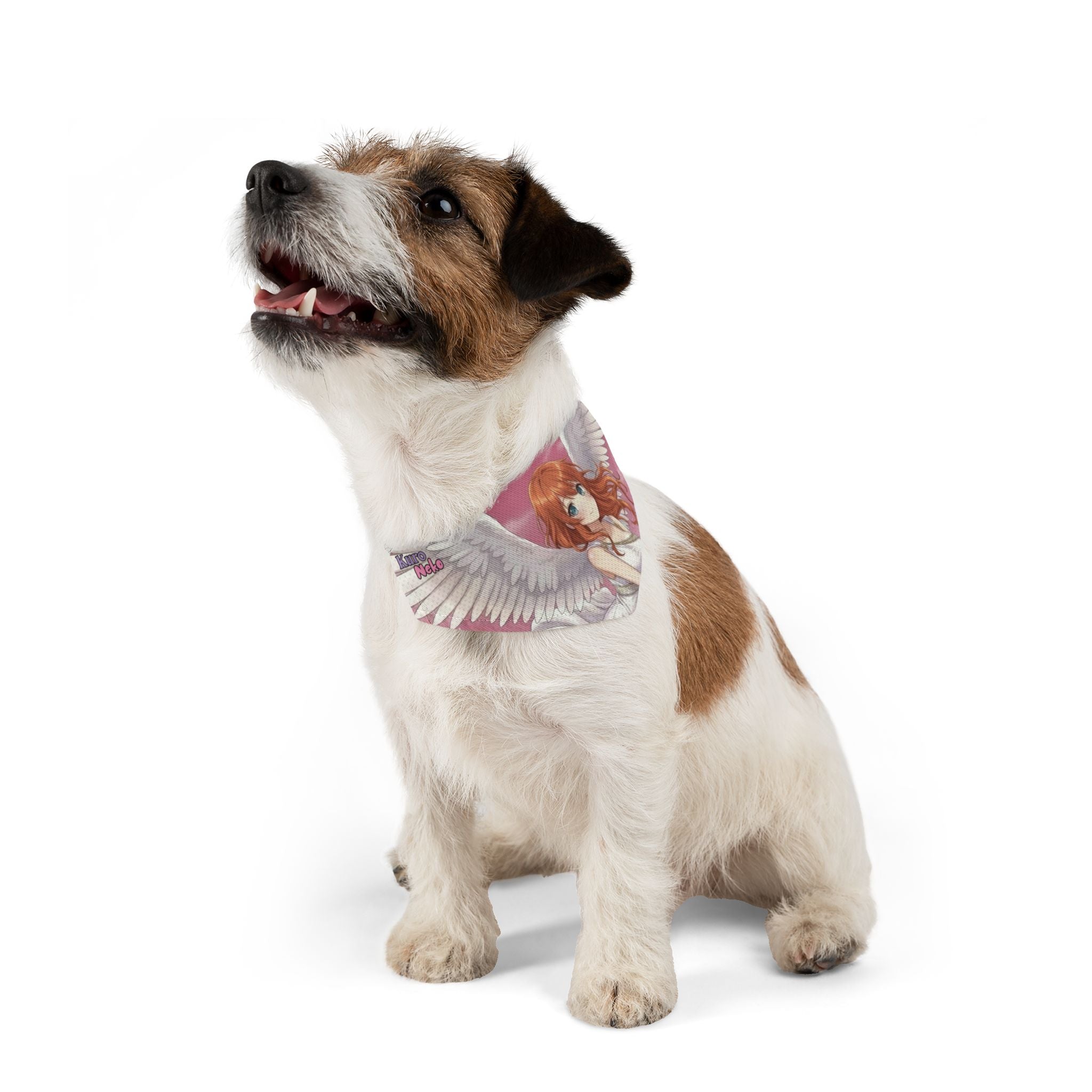 Collier bandana chat & chien Anime AIKO Muse Cygne Douceur Romantique porté par un chien au style anime, Kuro Neko Shop.