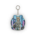 Porte-clés Peluche Anime HANKO avec une chatte kemonomimi dans un style cyberpunk.
