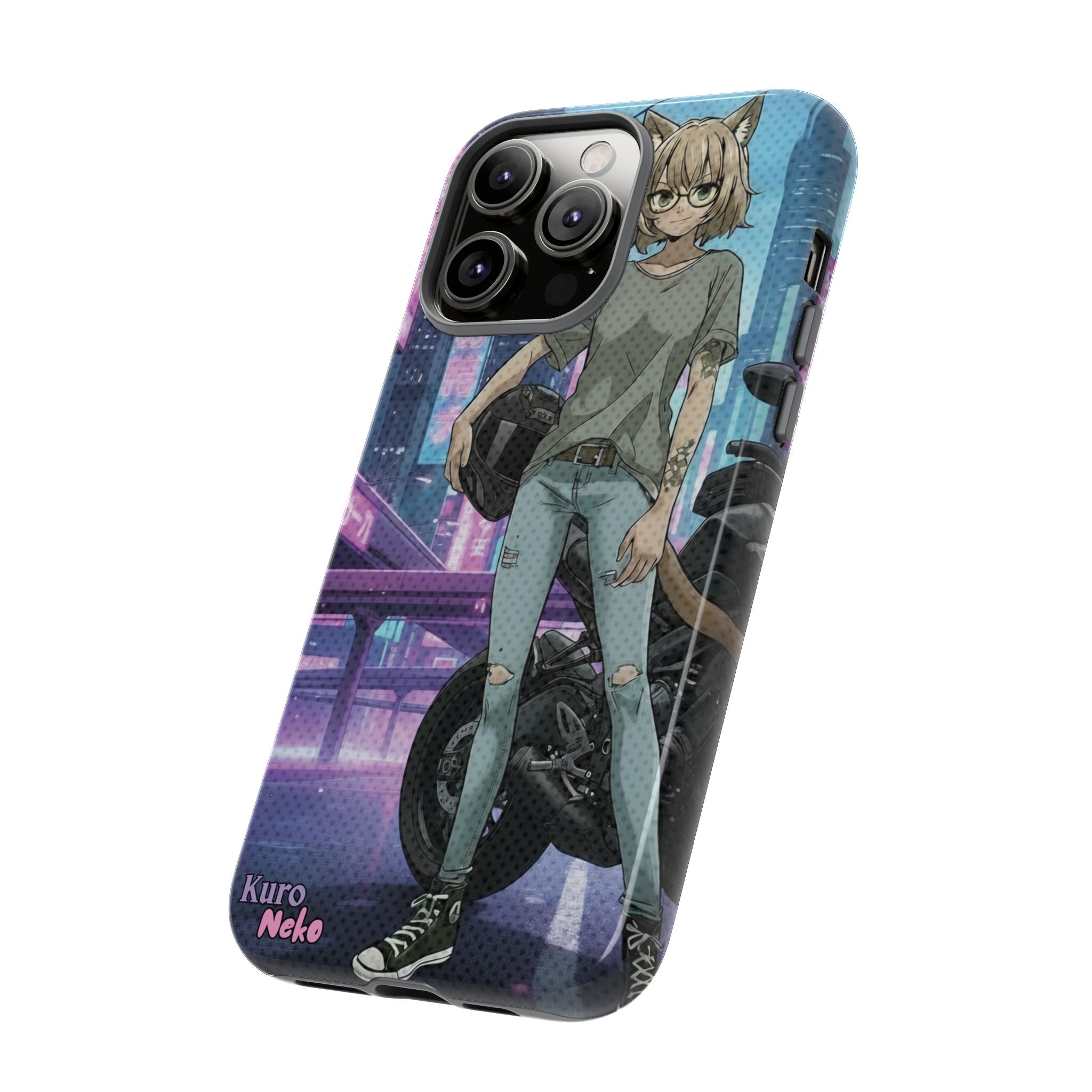 Coque téléphone Anime HANKO Style Cyberpunk & Chatte Rebelle
