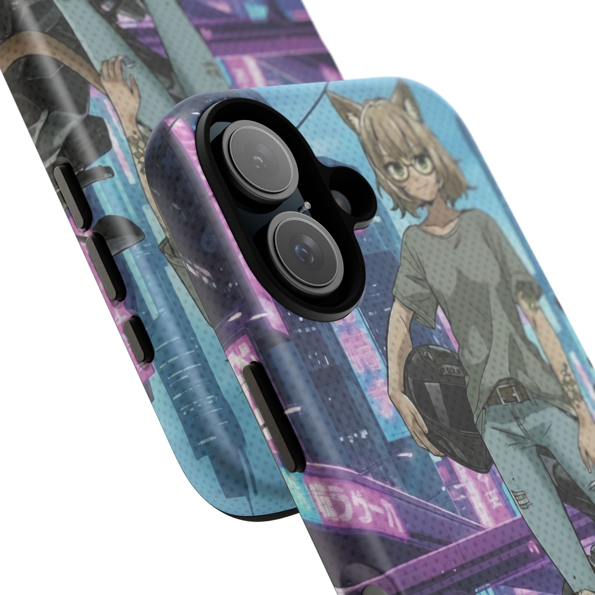 Coque téléphone Anime HANKO Style Cyberpunk & Chatte Rebelle