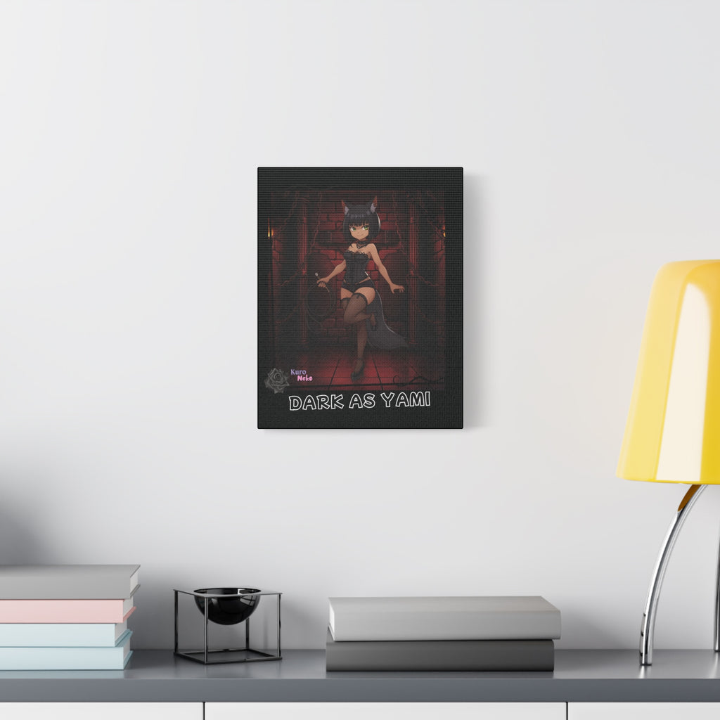 Toile Mate Anime YAMI avec design de louve kemonomimi sur un mur, ambiance gothique.
