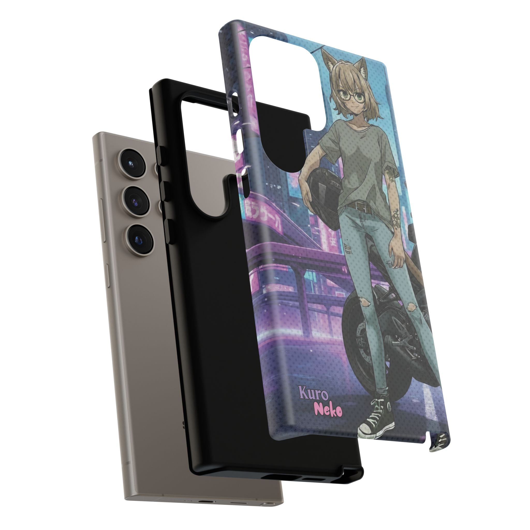 Coque téléphone Anime HANKO Style Cyberpunk & Chatte Rebelle