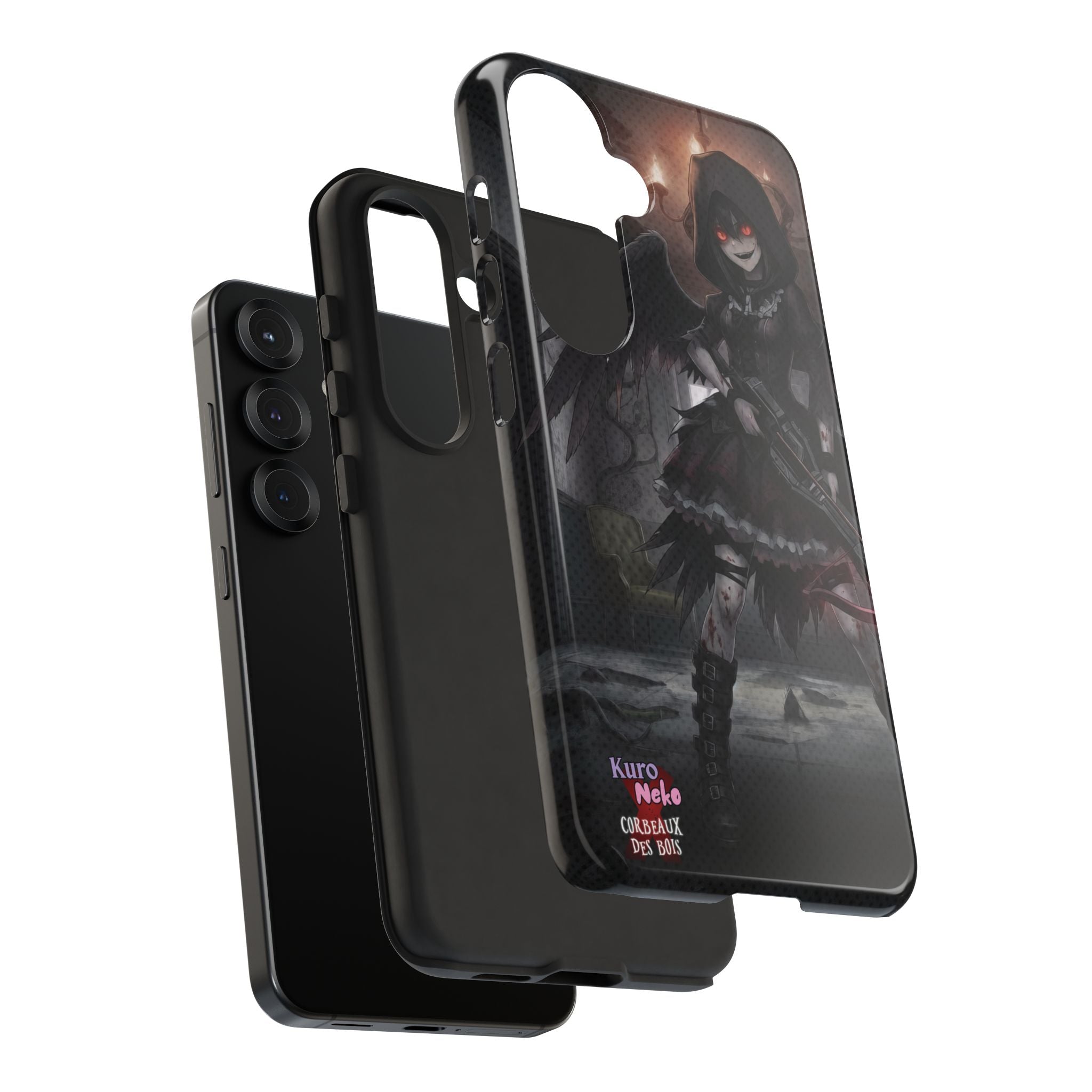 Anime Phone Case – Mad as Yoru Crow Waifu Kemonomimi featuring a dark, gothic design with a demon-hunting character.