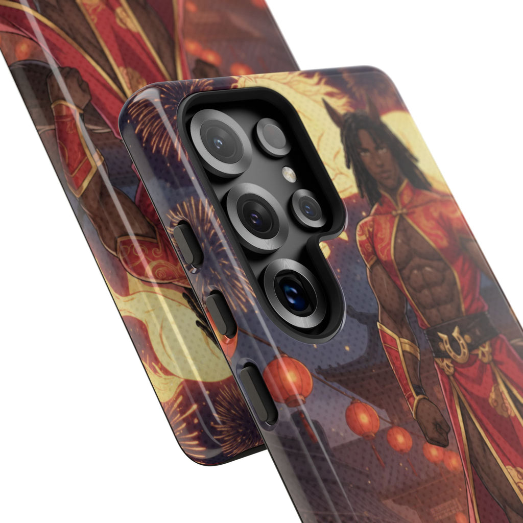 Coque RYO husbando Année du Cheval finition brillante couleurs rouge or iPhone Samsung