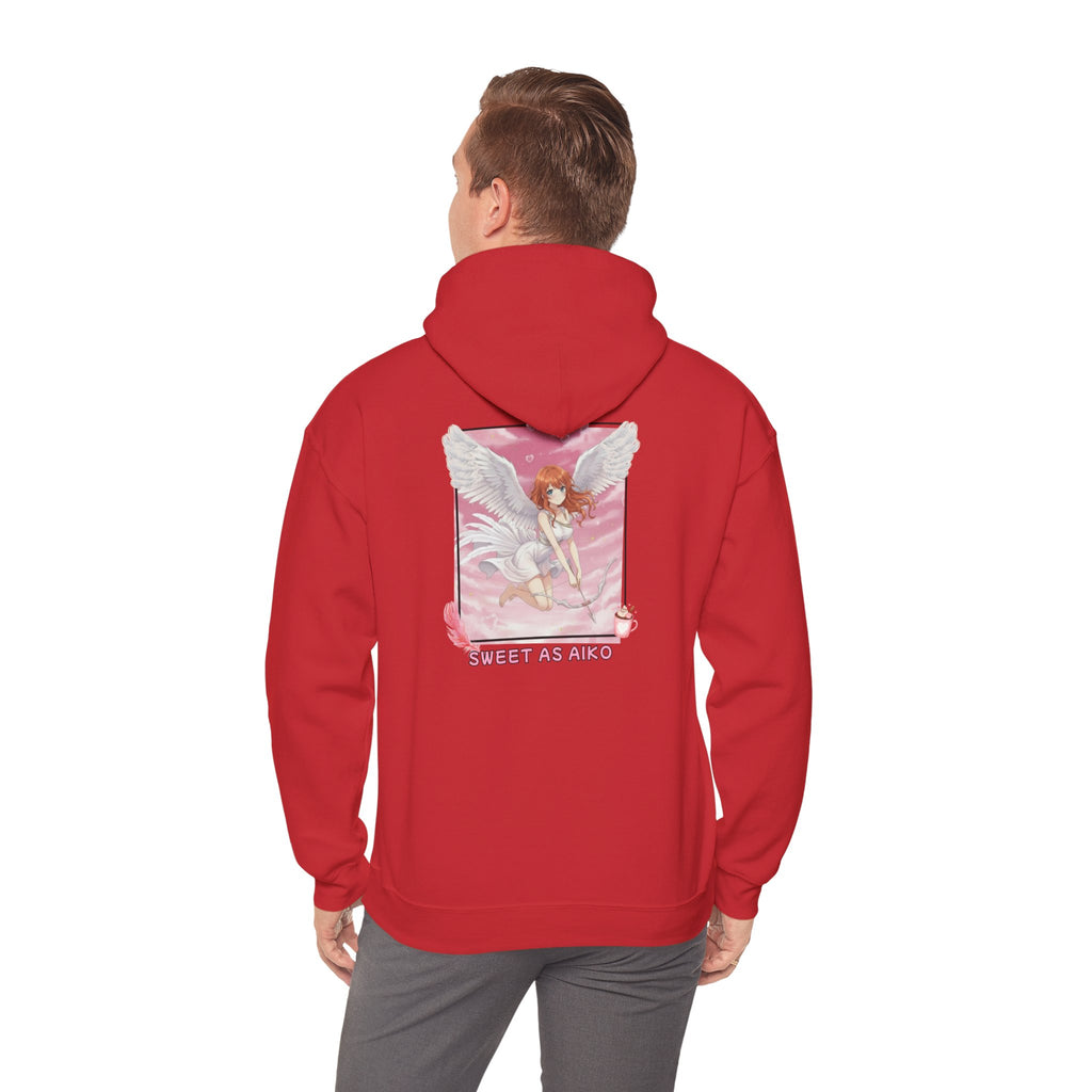 Hoodie rouge avec impression anime waifu AIKO Bird Girl Cupidon Angélique tunique blanche Arc de cœur Saint-Valentin Love