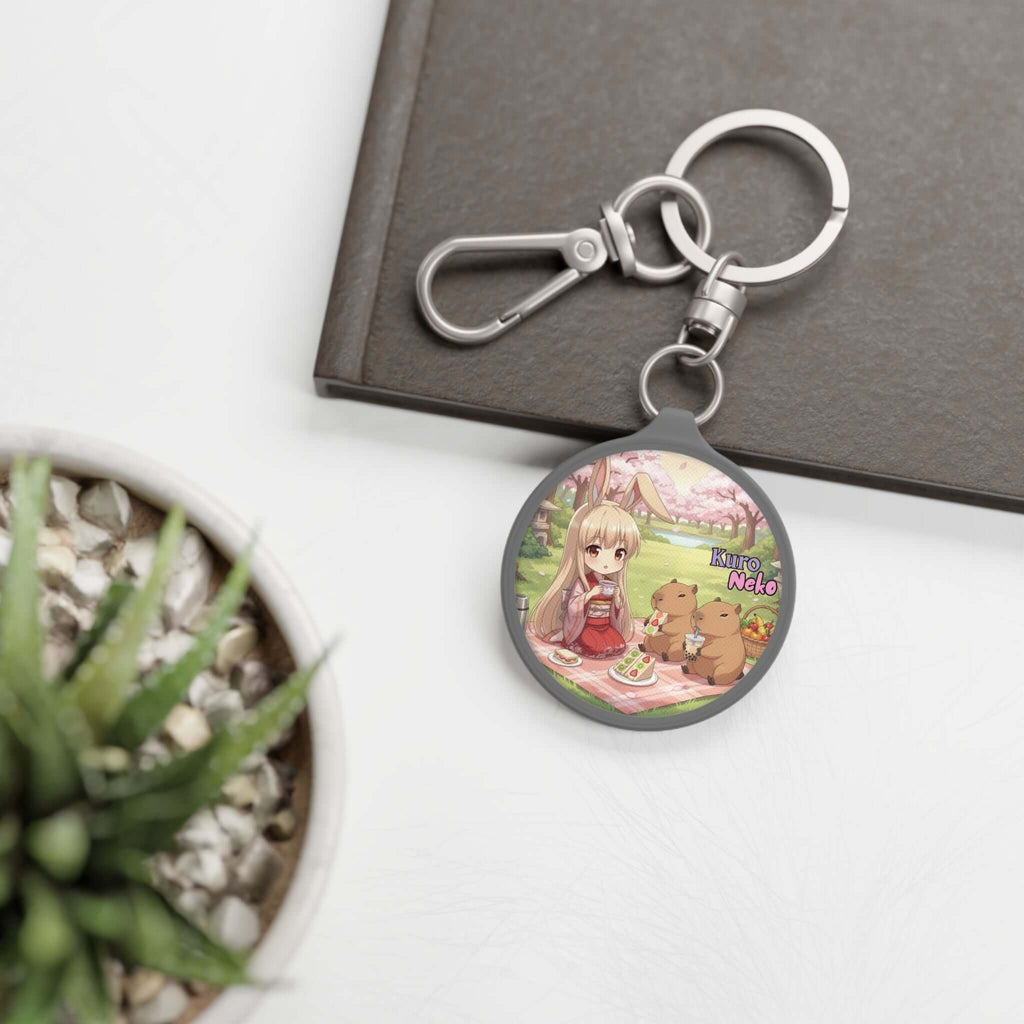 Porte-Clés Anime HARU Chibi avec illustration de muse et pique-nique, style adorable et coloré.